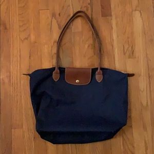 navy large longchamp le pliage tote